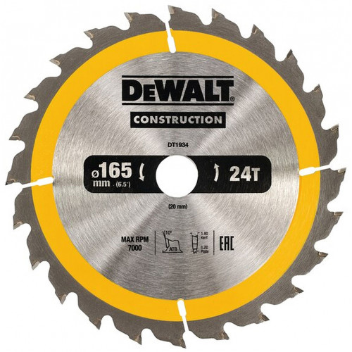 DeWALT DT1934-QZ Körfűrészlap, 165 x 20 mm, 24 fog