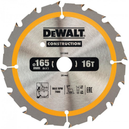 DeWALT DT1948-QZ Körfűrészlap, 165 x 20 mm, 16 fog