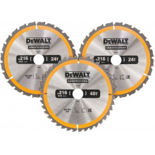 DeWALT DT1962-QZ Construction Körfűrészlap készlet 216x30mm, 24/40 fog WZ -5° 3db