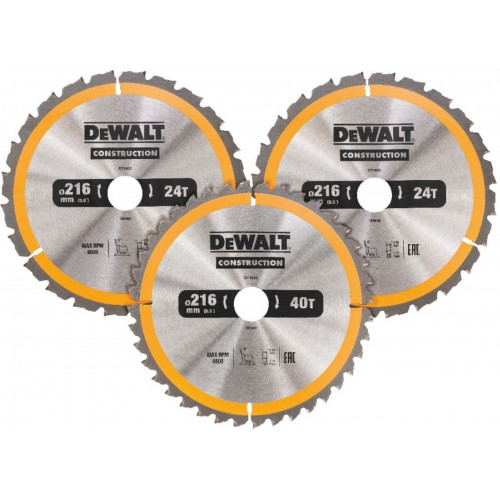 DeWALT DT1962-QZ Construction Körfűrészlap készlet 216x30mm, 24/40 fog WZ -5° 3db