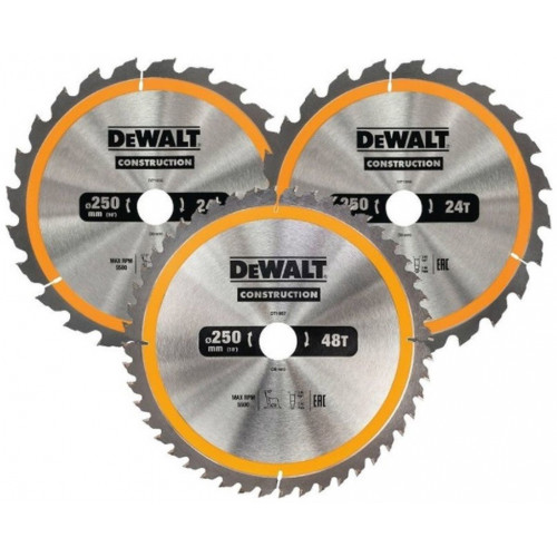 DeWALT DT1963-QZ Construction Körfűrészlap készlet 250x30mm, 24/48 fog WZ 10° 3db