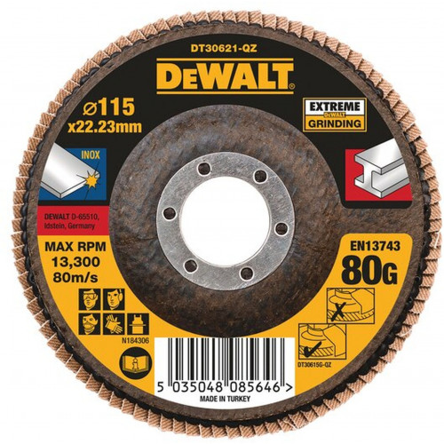 DEWALT DT30621-QZ EXTREME Lamellás csiszolótárcsa 115 mm x 22,2 mm 80 g - lapos Jumbo