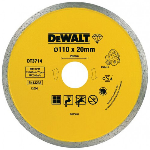 DeWALT DT3714-QZ Vizes-száraz Gyémánt vágótárcsa 110 x 20 x 5 mm (DWC410)