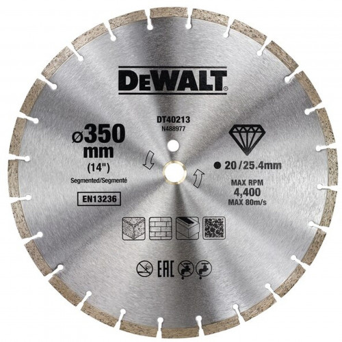 DeWALT DT40213-QZ Gyémánt penge szegmentált kerülettel, száraz vágás, 350 mm