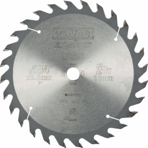 DeWALT DT4031-QZ Extreme Körfűrészlap kézi körfűrészhez 184x16mm 28 fog WZ 25°
