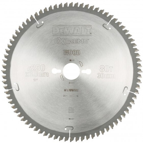 DeWALT DT4287-QZ Extreme körfűrészlap állványos fűrészhez, 250 x 30 mm, 80 fog, TCG, -5°