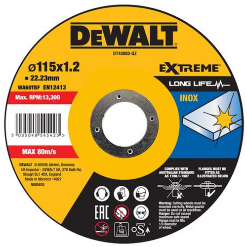 DeWALT DT43903-QZ High Performance Vágókorong nemesacélra, 115 x 1,2 x 22,23 mm