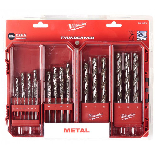 Milwaukee ThunderWeb HSS-G Fémfúrószár készlet, 25 db 4932493870