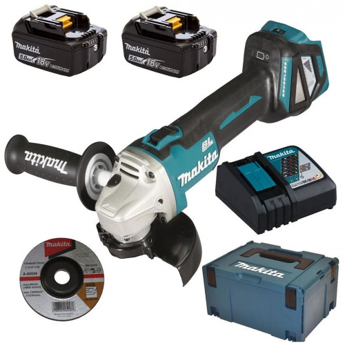 Makita DGA511RTJ Akkus sarokcsiszoló 125mm Li-ion LXT (2x5,0Ah/18V) Makpac