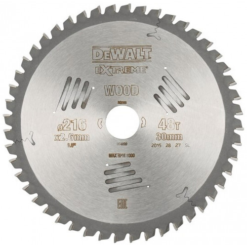 DeWALT DT4320-QZ Extreme Körfűrészlap állványos fűrészekhez 216x30mm, 48 fog, WZ -5°