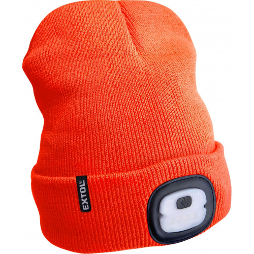 EXTOL Light sapka kivehető LED-es tölthető homloklámpával, neon narancs 43455