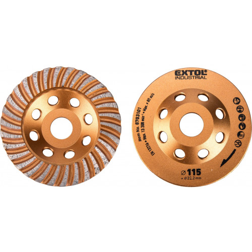 EXTOL Gyémánt csiszolókorong 115 mm x 22,2 mm, lamellás (Turbo) 8703101
