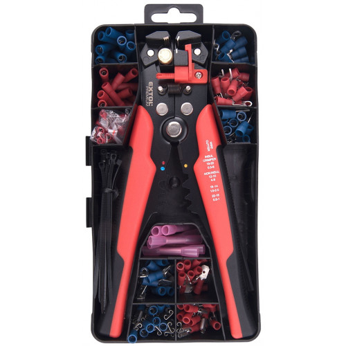 EXTOL Vezeték csupaszító és krimpelő fogó készlet (231 részes) 8831126
