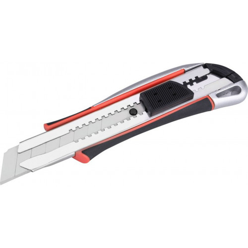 EXTOL PREMIUM univerzális vágó kés, autolock, fémházas, 25mm, fémházas, gumírozott 8855025
