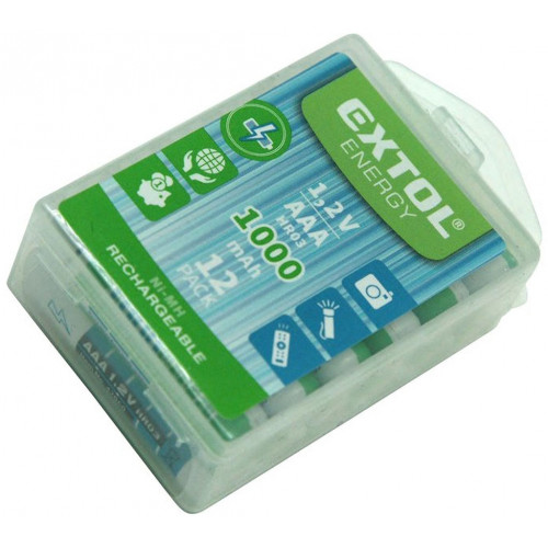 EXTOL Akkumulátor 1,2V AAA (HR03) 1000 mAh, NiMh, 12 db 42062