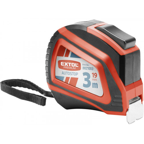 EXTOL – Mérőszalag, gumírozott, auto stoppos, 3m×19mm, ABS műanyag ház 8821003 EXTOL – Mérőszalag, gumírozott, auto stoppos, 3m×19mm, ABS műanyag ház 8821003