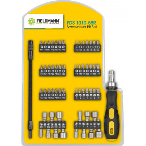 FIELDMANN FDS 1010-58R bitkészlet csavarhúzóval 50001184