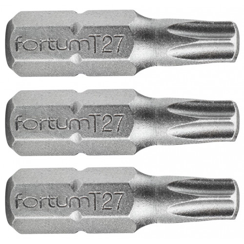 FORTUM Behajtóhegy TORX, 3 Db, S2 Acél; T 27×25mm, Bliszteren 4741427 FORTUM Behajtóhegy TORX, 3 Db, S2 Acél; T 27×25mm, Bliszteren 4741427