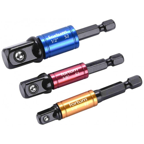 FORTUM dugókulcs adapter készlet 3db-os; 1/4" hatszög, S2 acél 4742203 FORTUM dugókulcs adapter készlet 3db-os; 1/4" hatszög, S2 acél 4742203