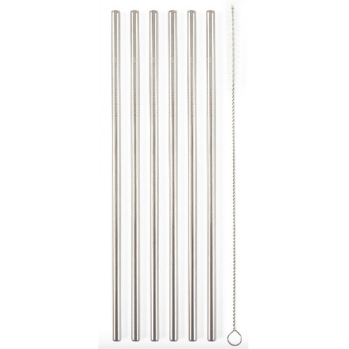 G21 BeEco Classic egyenes fém szívószál, 6drb, tisztítókefével 6352100