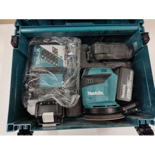 KIÁRUSÍTÁS Makita DBO180RTJ Akkus excentercsiszoló 123mm, Liion 18V/5,0Ah, Makpac HASZNÁLT