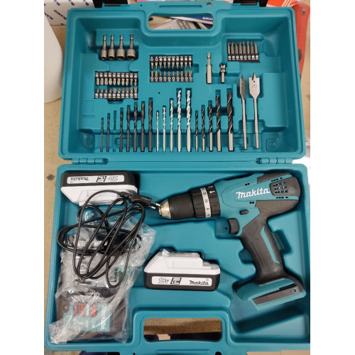 Makita HP457DWE10 akkus ütvefúró-csavarozó Li-ion 18V/1,5Ah G, tartozékkészlettel