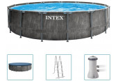 INTEX Greywood Prism fémvázas medence szett vízforgatóval, 457 x 122 cm 26742NP