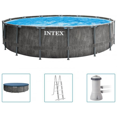 INTEX Greywood Prism fémvázas medence szett vízforgatóval, 457 x 122 cm 26742NP