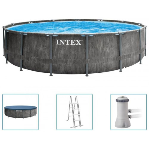 INTEX Greywood Prism Fémvázas medence szett vízforgatóval, 457 x 122 cm 26742NP