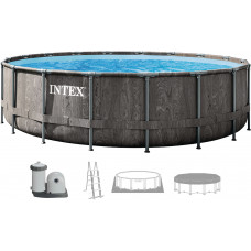 INTEX GREYWOOD PRISM FRAME Kör alakú medence 549x122 cm szűrőrendszerrel 220–240V 26744NP
