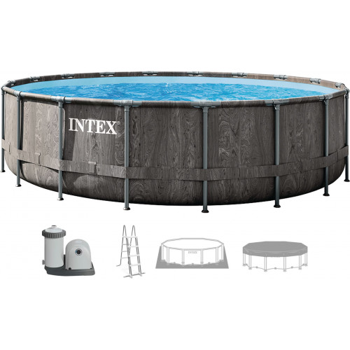 INTEX GREYWOOD PRISM FRAME Kör alakú medence 549×122 cm szűrőrendszerrel 220–240V 26744NP