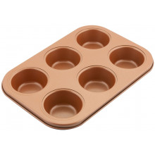 LAMART Muffin forma 6 muffin részére COPPER LT3091 26,5 × 18 cm, réz 42003842