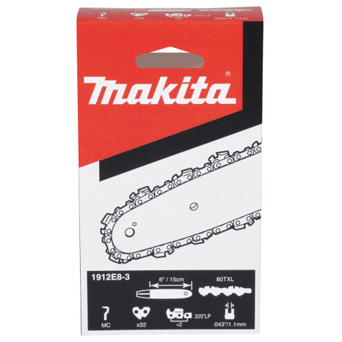 Makita 1912E8-3 Láncfűrész lánc 15 cm 1,1 mm 0,325" .043" 80TXL 32 szem (DUC150) Makita 1912E8-3 Láncfűrész lánc 15 cm 1,1 mm 0,325" .043" 80TXL 32 szem (DUC150)