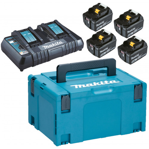 Makita 197626-8 Akkumulátor és töltő szett Li-ion LXT 18V/4x5,0Ah + DC18RD + Makpac3 Makita 197626-8 Akkumulátor és töltő szett Li-ion LXT 18V/4x5,0Ah + DC18RD + Makpac3