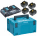 Makita 197626-8 Akkumulátor és töltő szett Li-ion LXT 18V/4x5,0Ah + DC18RD + Makpac3