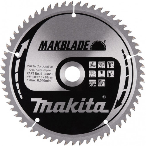 Makita B-32823 Fa vágótárcsa MAKBLADE 190x2x20mm 60Z