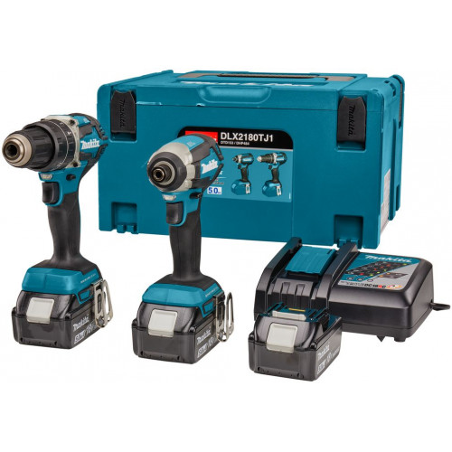 Makita DLX2180TJ1 Akkumulátoros szerszámkészlet DHP484+DTD153 Li-ion LXT 18V/5,0Ah