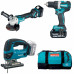 Makita DLX3152TX1 Akkus gépszett DDF484Z+DGA511Z+DJV180Z Li-ion LXT (18V/2x5,0Ah) Táska