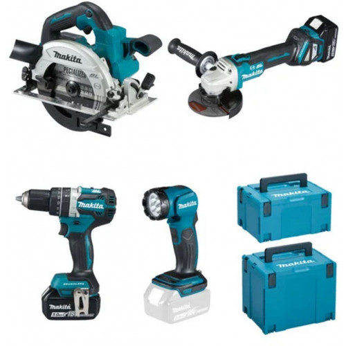 Makita DLX4154TJ Akkus gépszett DHP484+DGA513+DHS661+DML815+(18V/2x5,0Ah) 2xMAKPAC