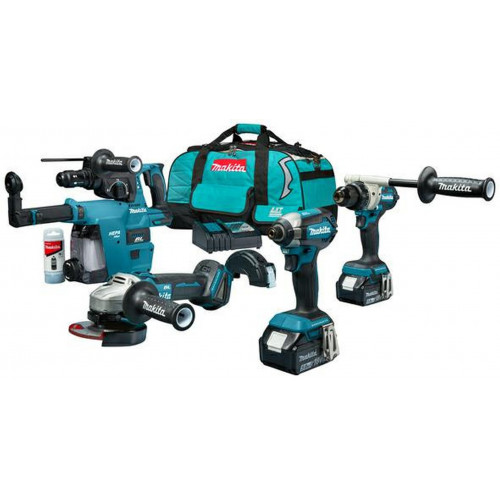 Makita DLX4155TX1 Akkus gépszett DGA504Z+DDF486Z+DTD153Z+DHR243Z (18V/2x5,0Ah) Táska