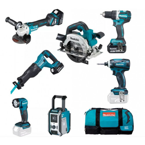 Makita DLX7018TX1 Akkus gépszett DDF484+DGA513+DHS661+DJR186+DML815+DMR115+DTD146