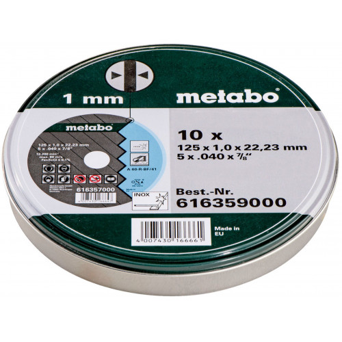 Metabo 10 db-os vágókorong SP 125x1.0x22.23 Inox, TF 41 616359000