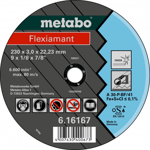 Metabo Flexiamant Vágókorong, inox, 125x2,5x22,23mm TF 41 616738000
