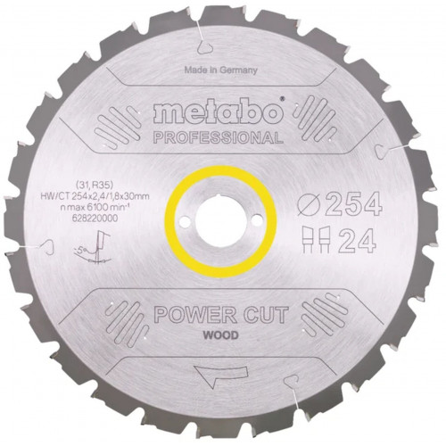 Metabo Fűrészlap "power cut wood - professional", 254x30, Z24 WZ 5° neg. 628220000 Metabo Fűrészlap "power cut wood - professional", 254x30, Z24 WZ 5° neg. 628220000