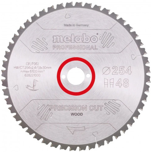 Metabo Fűrészlap "precision cut wood - professional", 254x30, Z60 WZ 5° neg. 628222000 Metabo Fűrészlap "precision cut wood - professional", 254x30, Z60 WZ 5° neg. 628222000