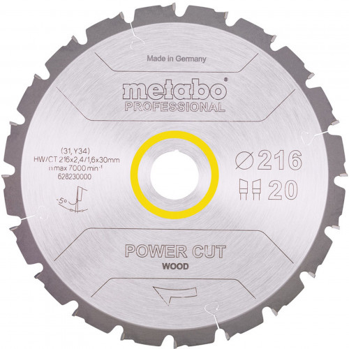 Metabo fűrészlap "Power Cut Wood - professzionális", 216x30, Z20 WZ 5° 628230000
