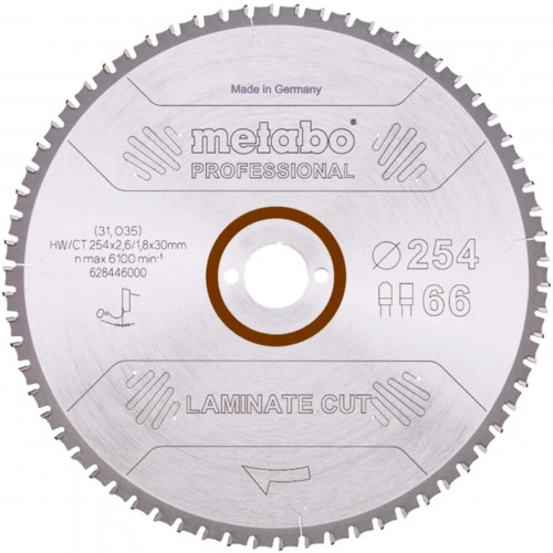 Metabo Fűrészlap "laminate cut - professional", 254x30 Z66 FZ/TZ 0° 628446000