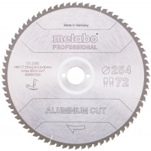 Metabo Fűrészlap "aluminium cut - professional", 254x30 Z72 FZ/TZ 5°neg 628447000