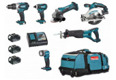 Makita DLX6011 Akkus szett Li-ion DHP458+DSS610+DJR181+DTD146+DGA452+DML802 (18V/3x3,0Ah)