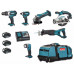 Makita DLX6011 Akkus szett Li-ion DHP458+DSS610+DJR181+DTD146+DGA452+DML802 (18V/3x3,0Ah)